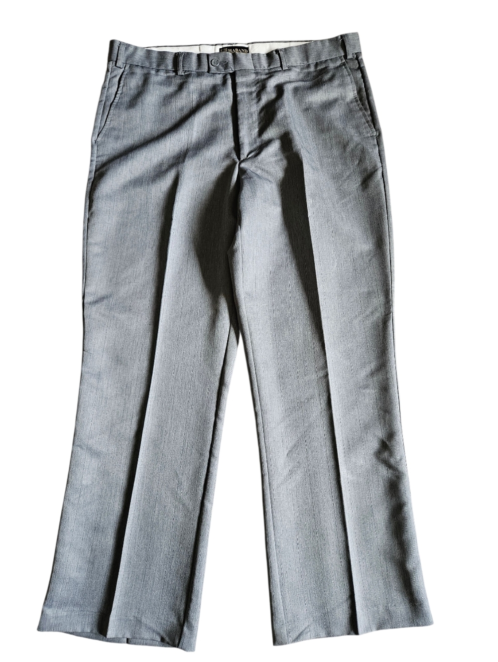Vintage Haband Men's 39x31 Dress Pants, Gray With Pinstripes, 100% Polyester